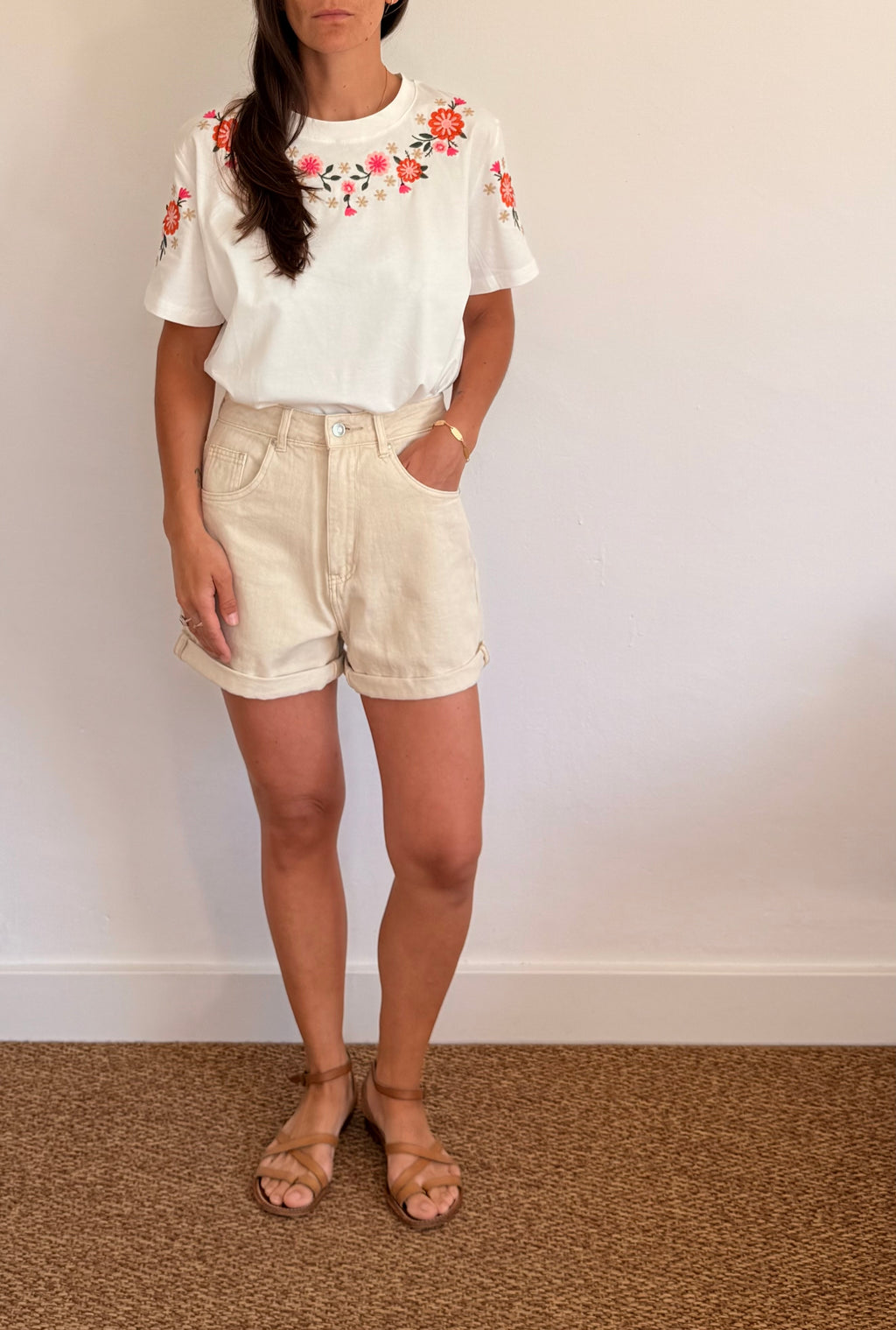 Short en jean beige Gaspard