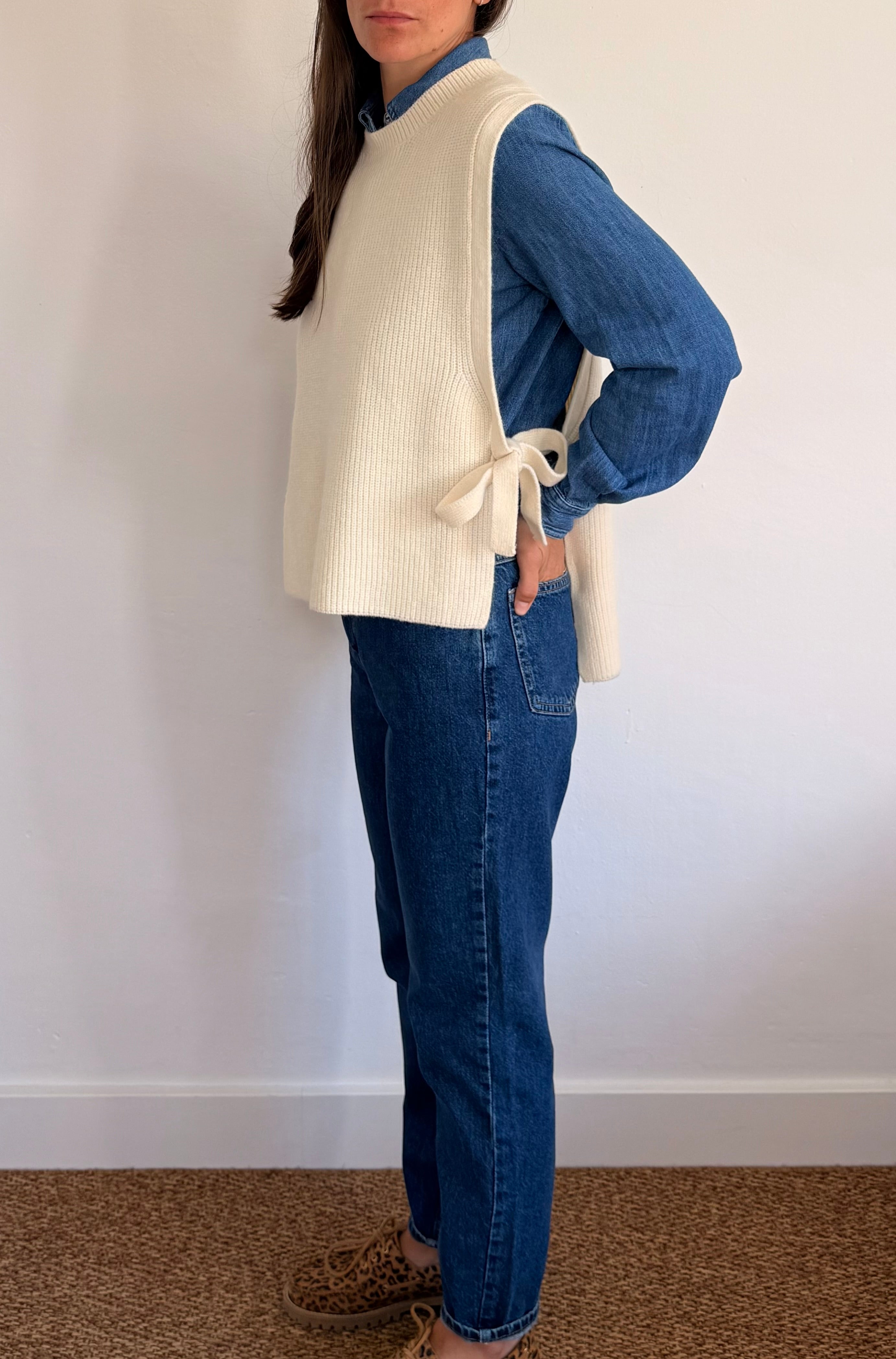 Pull sans manches blanc Henri