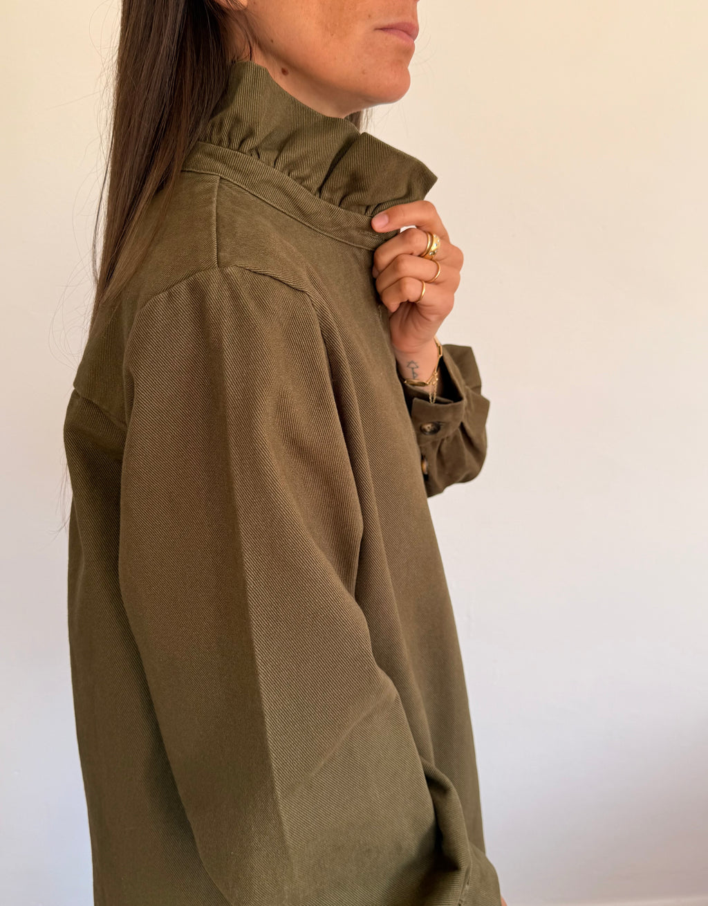 Chemise en jean kaki Margaux