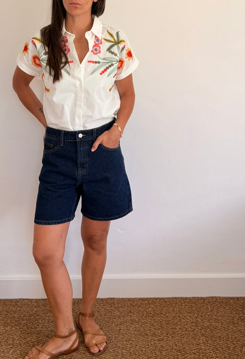 Chemise brodée fleurie Agathe