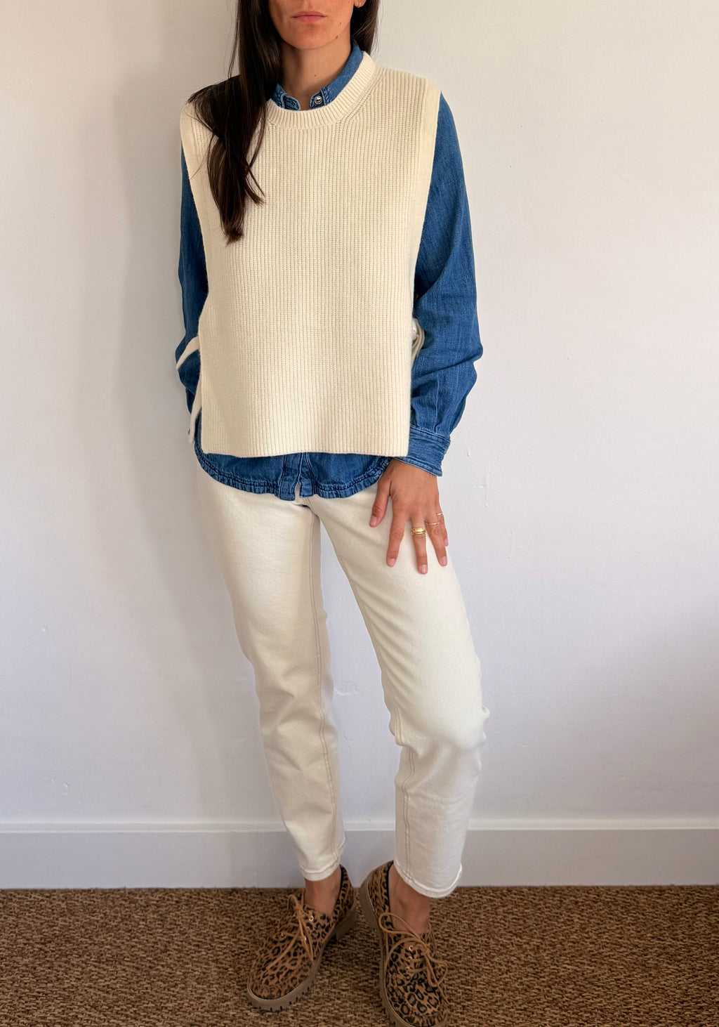 Pull sans manches blanc Henri